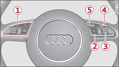 Controls on the multi-function steering wheel